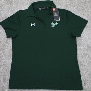 South Florida Polo Shirt NWT Womens Large Under Armour Green UA S/S Pullover